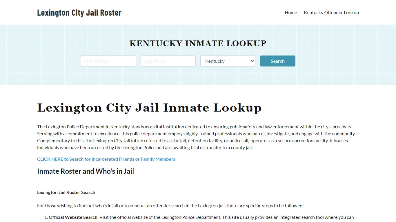Lexington Police Department & City Jail, KY Inmate Roster, Arrests ...